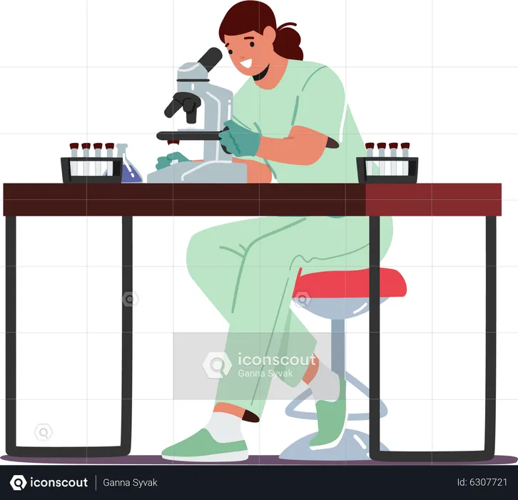 Female Scientist Testing Dairy Production in Laboratory  Illustration