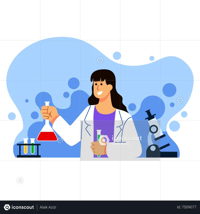 Female scientist work on experiment research  Illustration