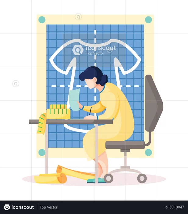 Female seamstresses work on dress design  Illustration