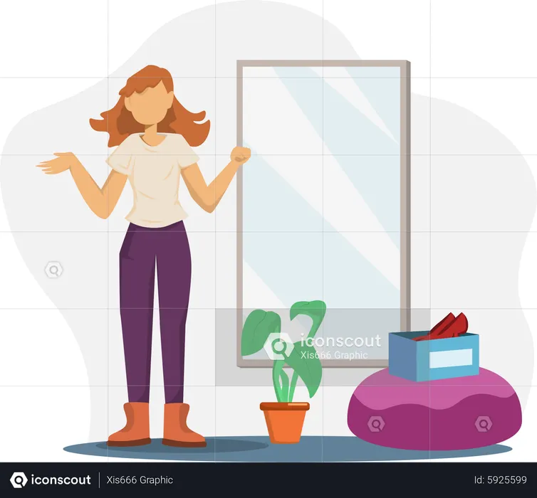 Female selecting clothes  Illustration