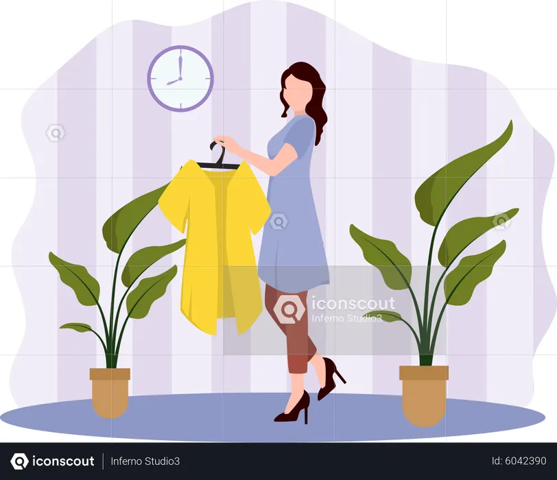 Female selecting dress  Illustration