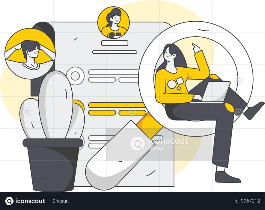 Female selecting employee  Illustration