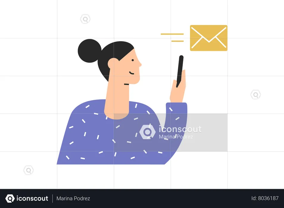 Female sending message  Illustration