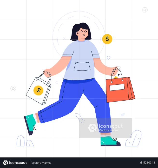 Female shopper holding Shopping bag  Illustration