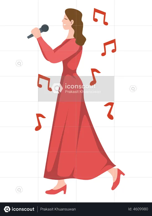 Female singer singing  Illustration