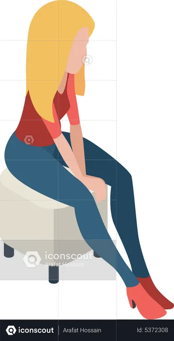 Female sitting on couch  Illustration