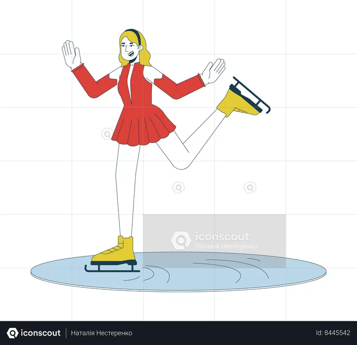 Female skater figure skating  Illustration