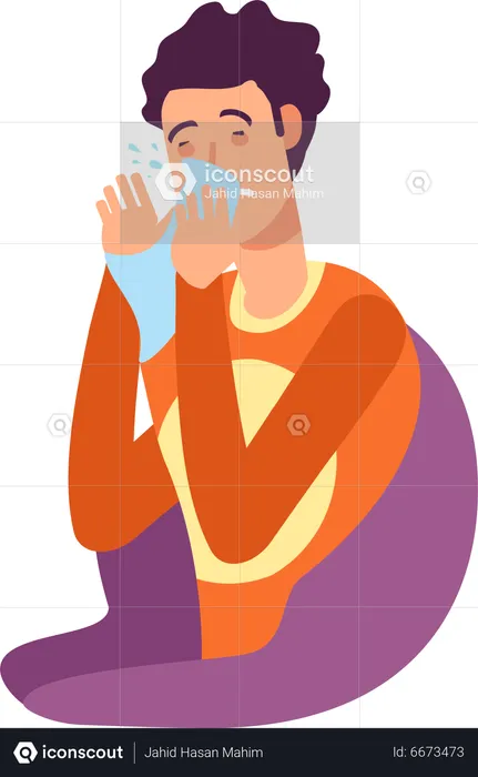 Female Sneezing With Runny Nose  Illustration