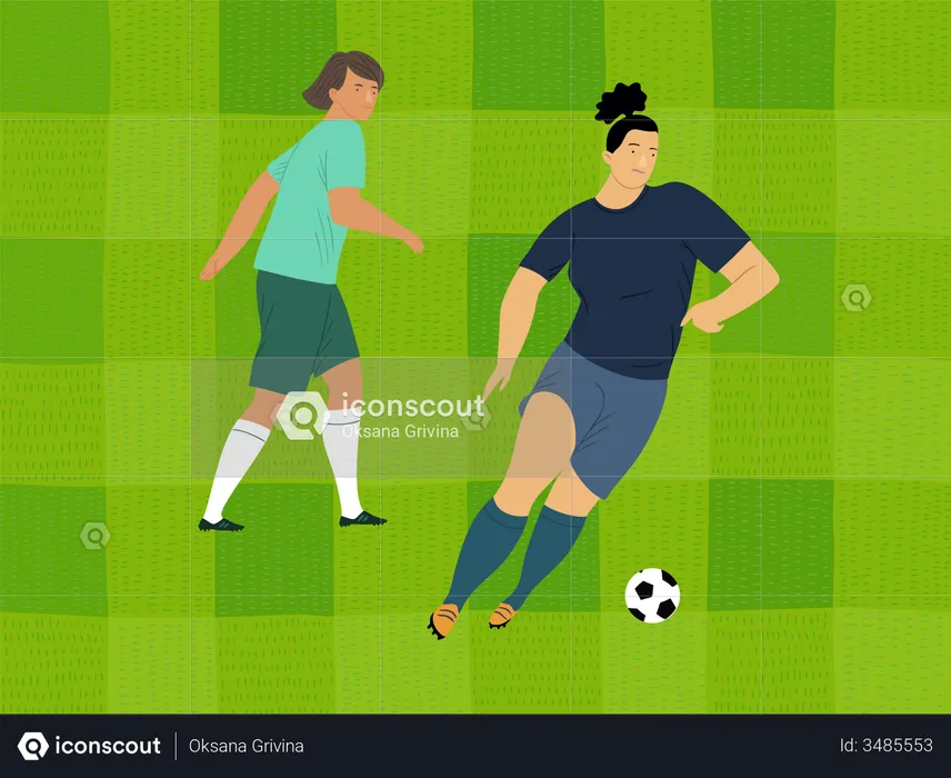 Female soccer player playing in match  Illustration
