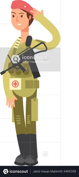 Female Soldier Giving Salute  Illustration