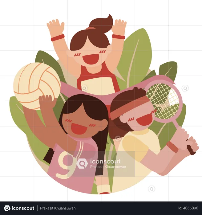 Female sports player team  Illustration