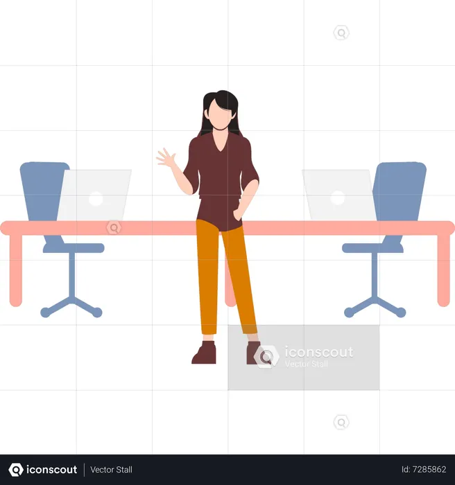 Female standing in office  Illustration