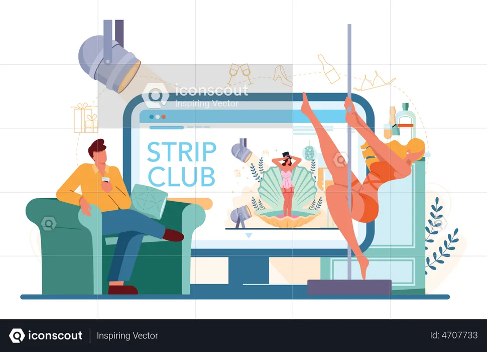 Female stripper online service  Illustration