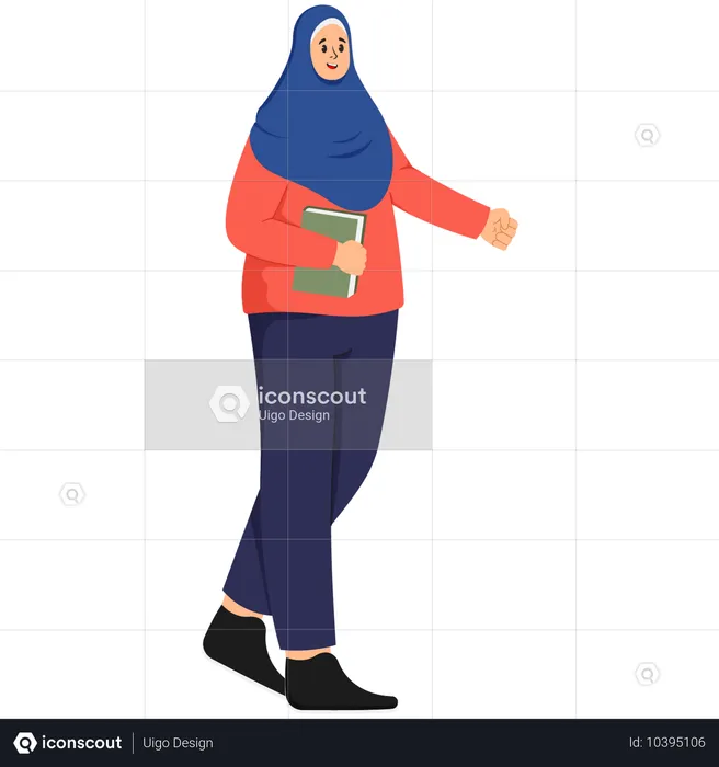 Female Student Carrying Books  Illustration