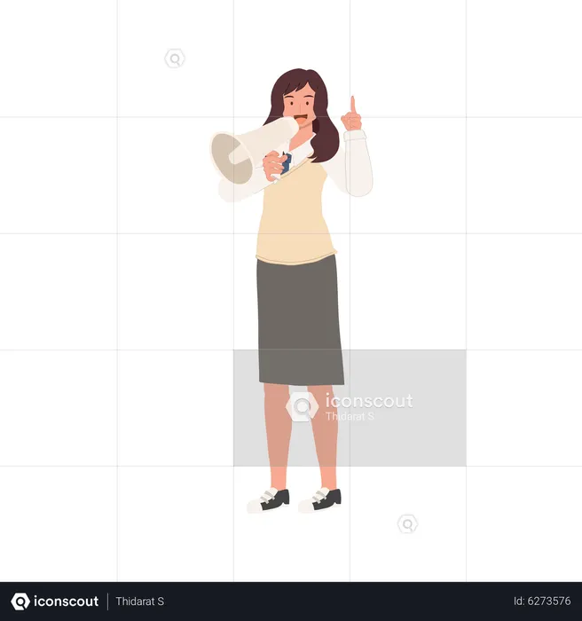 Female student doing announcement  Illustration