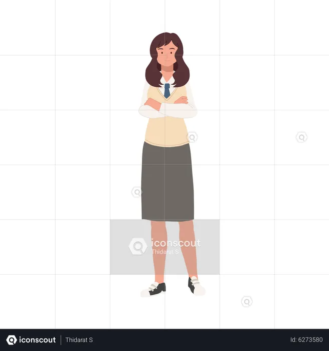 Female student in school uniforms  Illustration