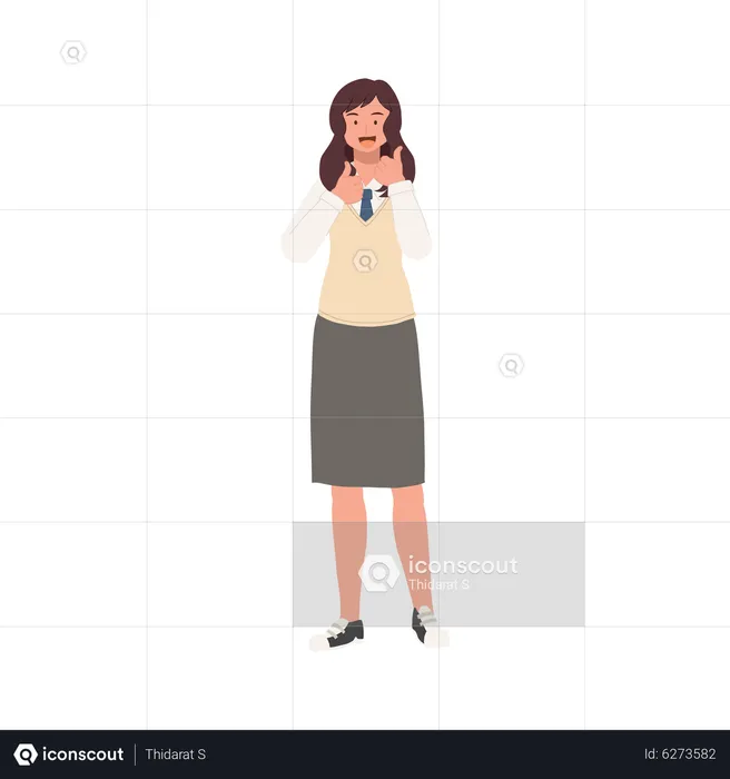 Female student showing thumbs up  Illustration
