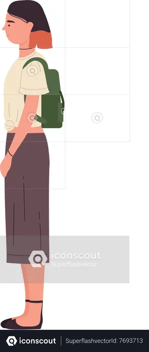 Female student side pose  Illustration