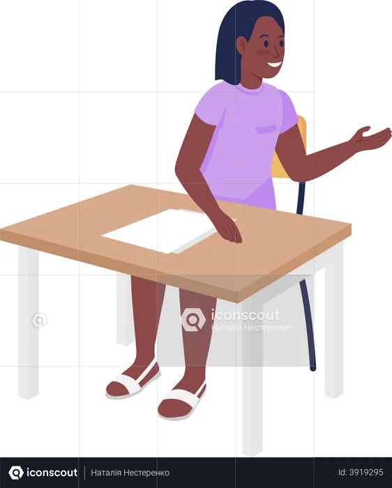 Female student talking in the classroom  Illustration