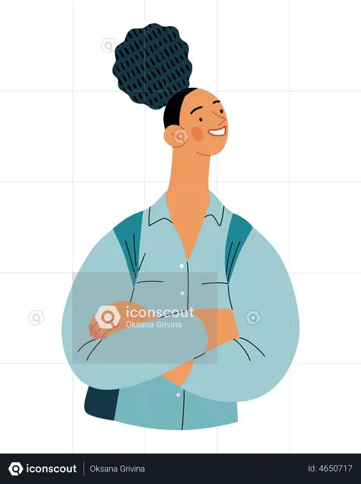 Female student wearing backpack  Illustration