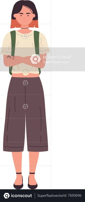 Female student with folded hands  Illustration