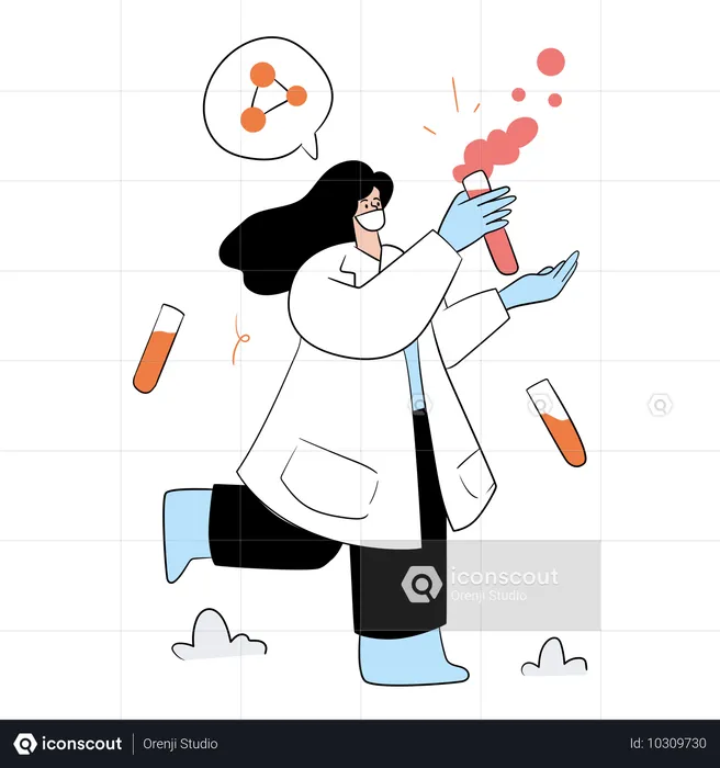 Female Students Doing Lab Work  Illustration