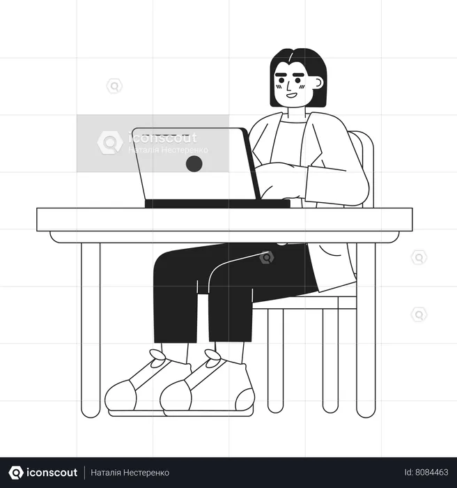 Female supervisor working on laptop  Illustration