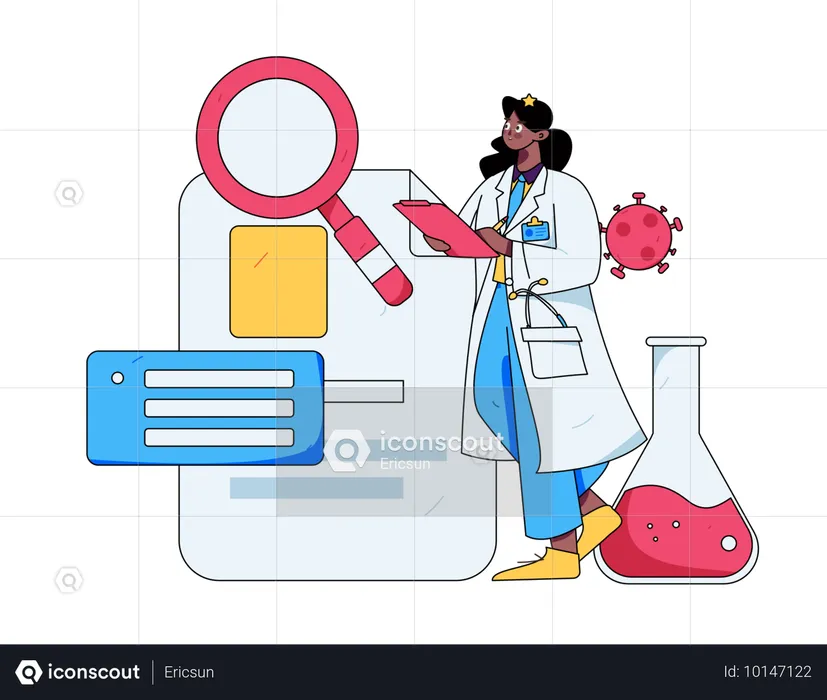 Female Surgeon doing Medical research  Illustration