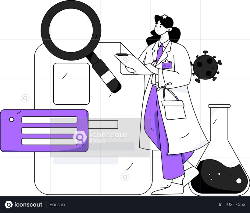 Female Surgeon doing Medical research  Illustration