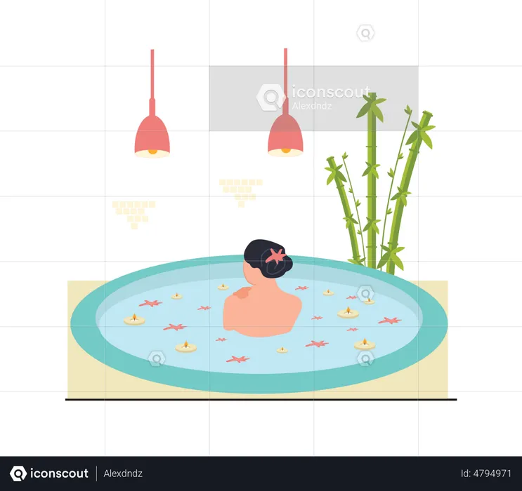Female taking a relaxing bath  Illustration