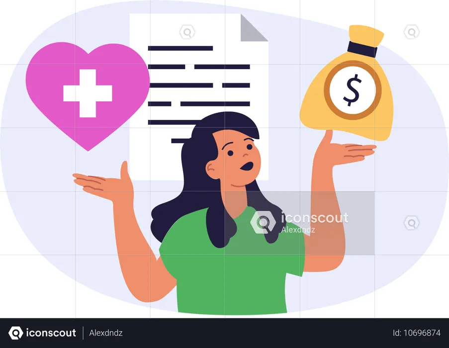 Female talking about medical insurance  Illustration