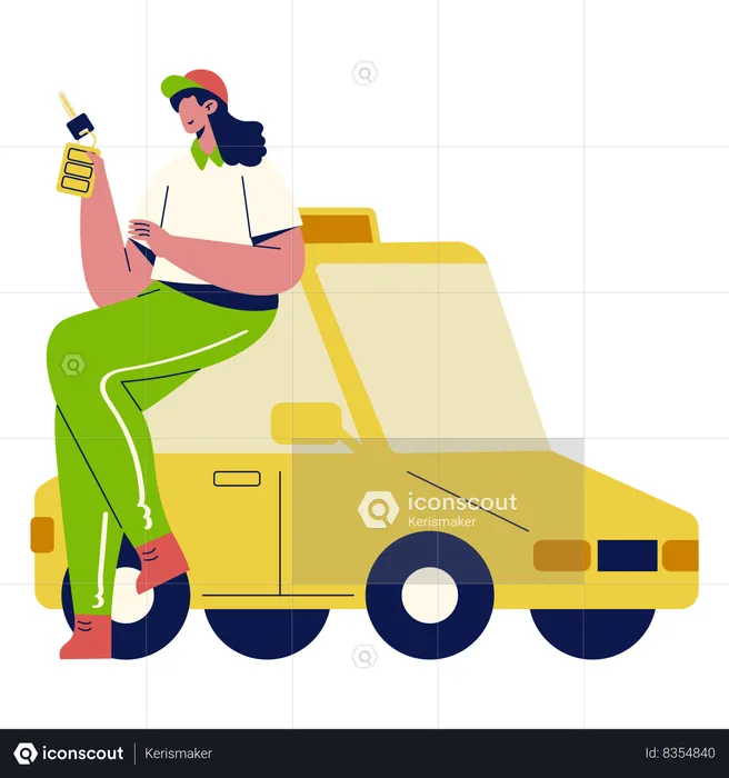Female Taxi Driver  Illustration