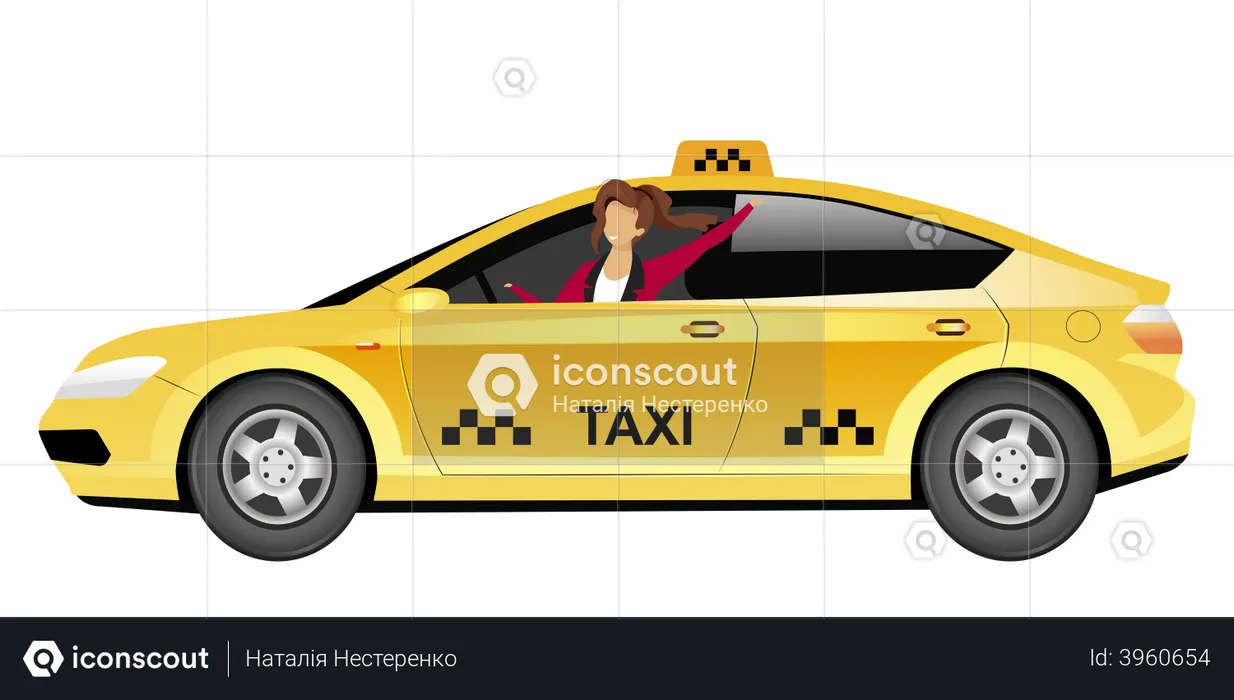 Female taxi driver  Illustration