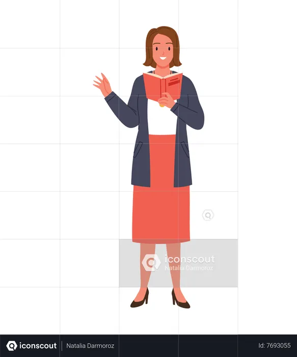 Female Teacher reading book  Illustration