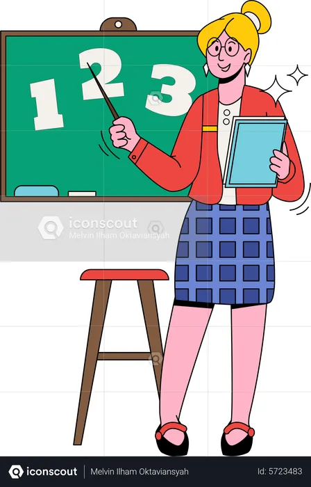 Female Teacher teaching  Illustration