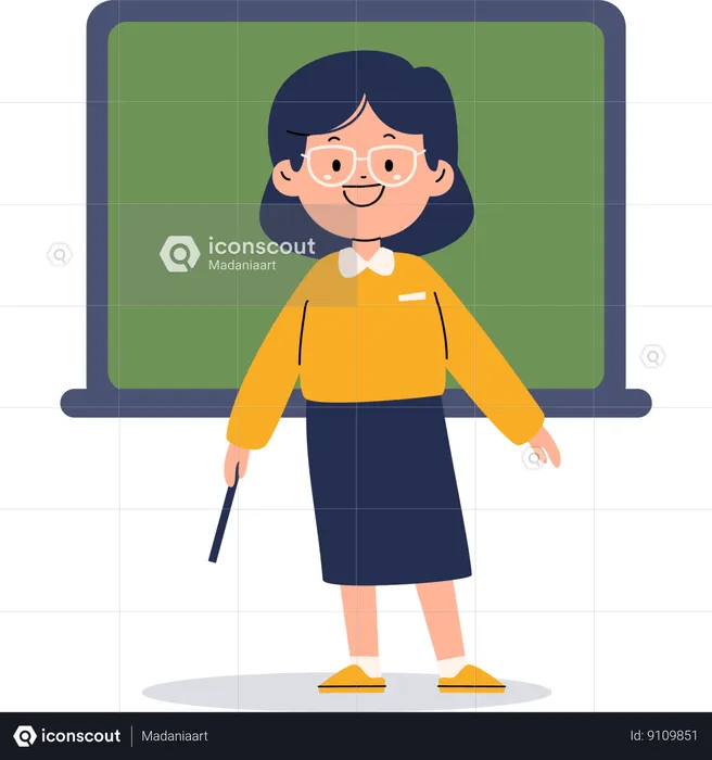 Female teacher teaching at class  Illustration