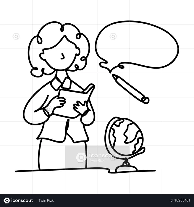 Female teacher teaching geography  Illustration