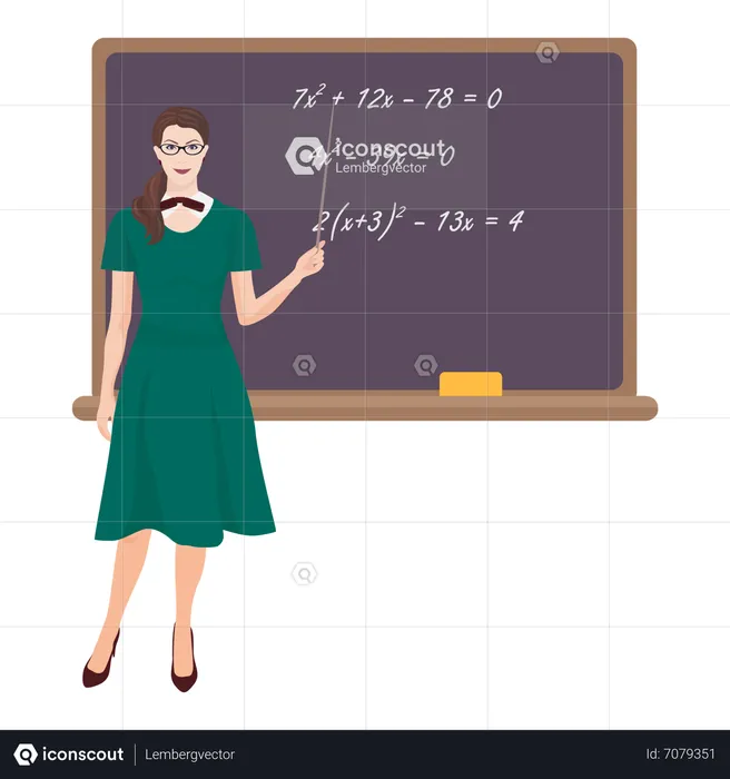 Female teacher teaching in class  Illustration