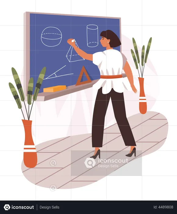 Female teacher teaching in school  Illustration