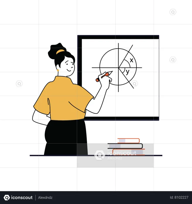 Female teacher teaching math  Illustration
