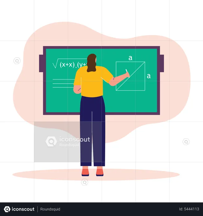 Female Teacher teaching mathematic  Illustration