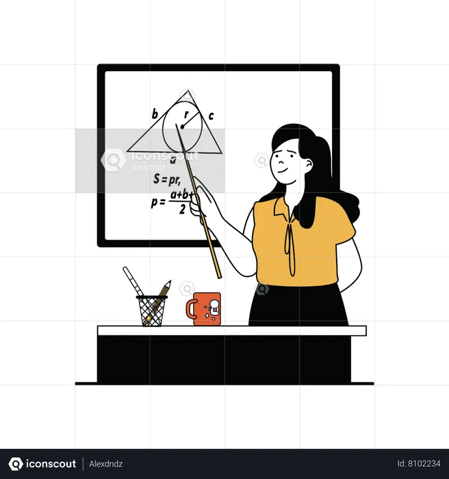 Female teacher teaching maths  Illustration