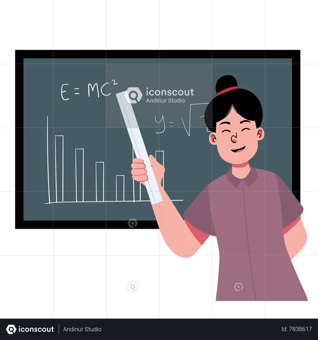 Female Teacher teaching physics  Illustration