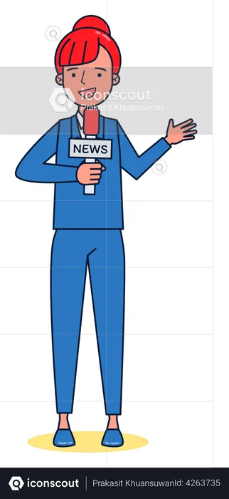 Female television journalist reporting the news  Illustration