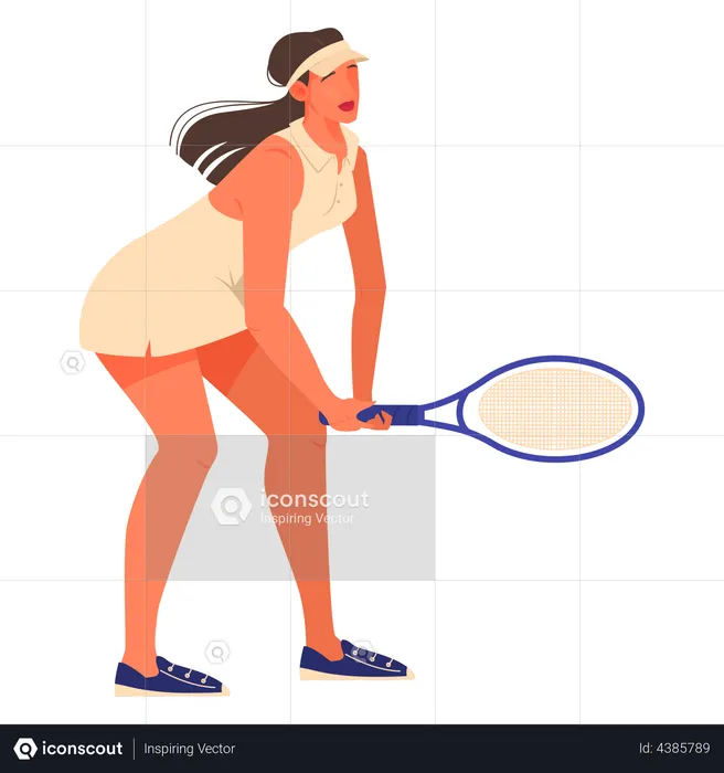 Female Tennis player holding a racket  Illustration