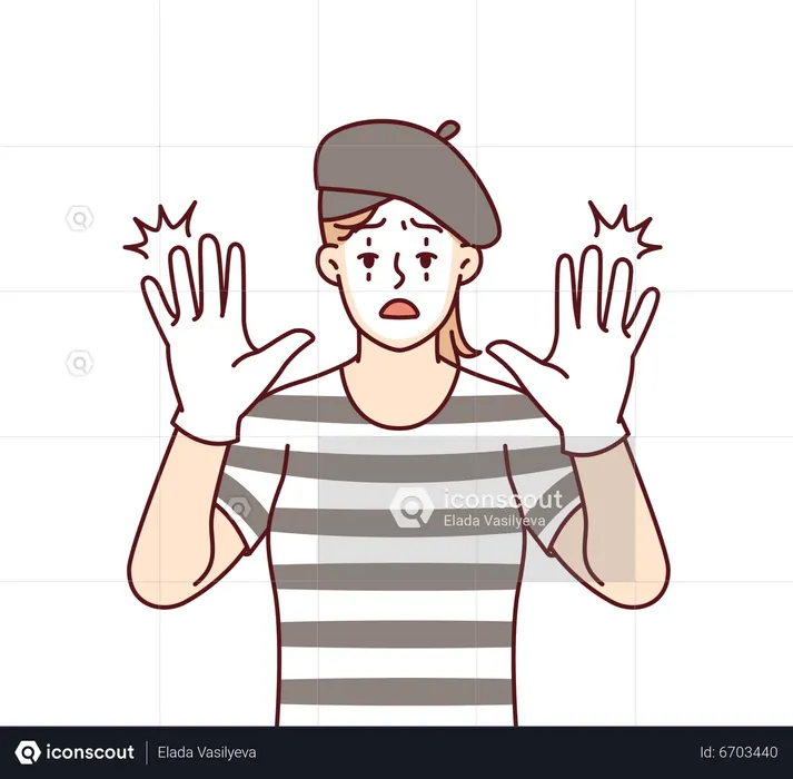 Female thief hand s up  Illustration
