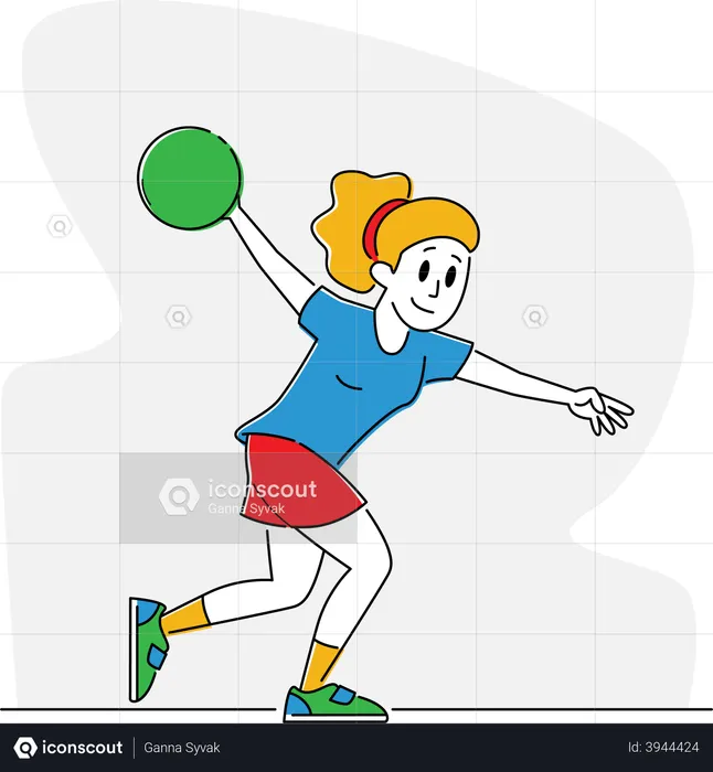 Female Throw Ball to Hit Pins  Illustration