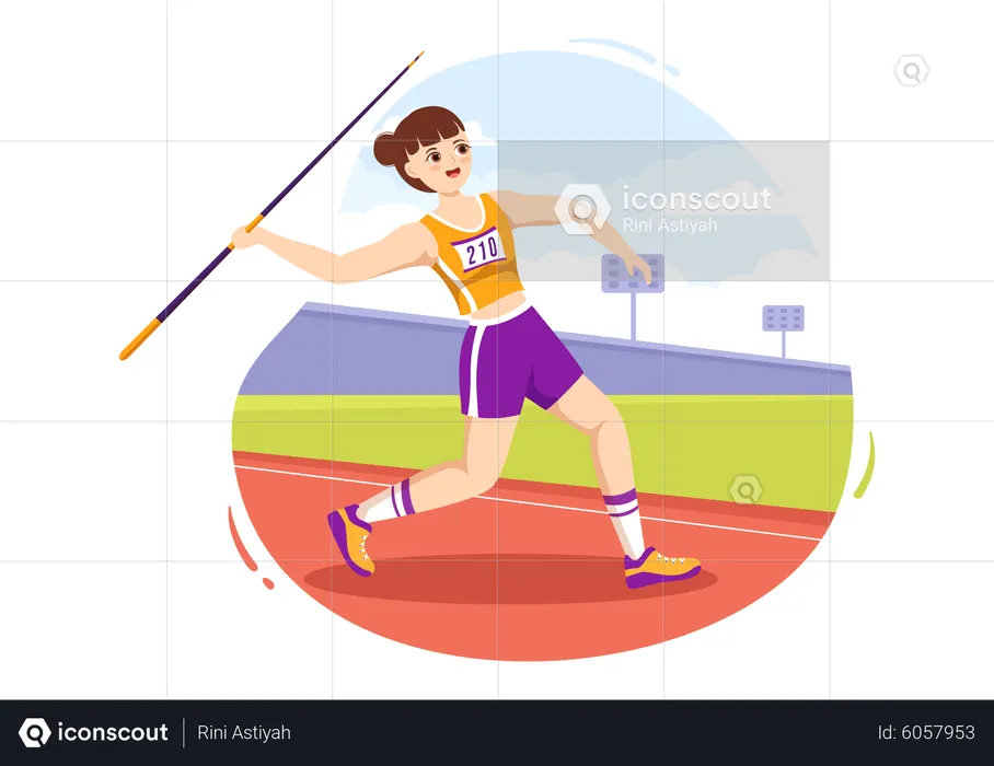 Female throwing javelin  Illustration