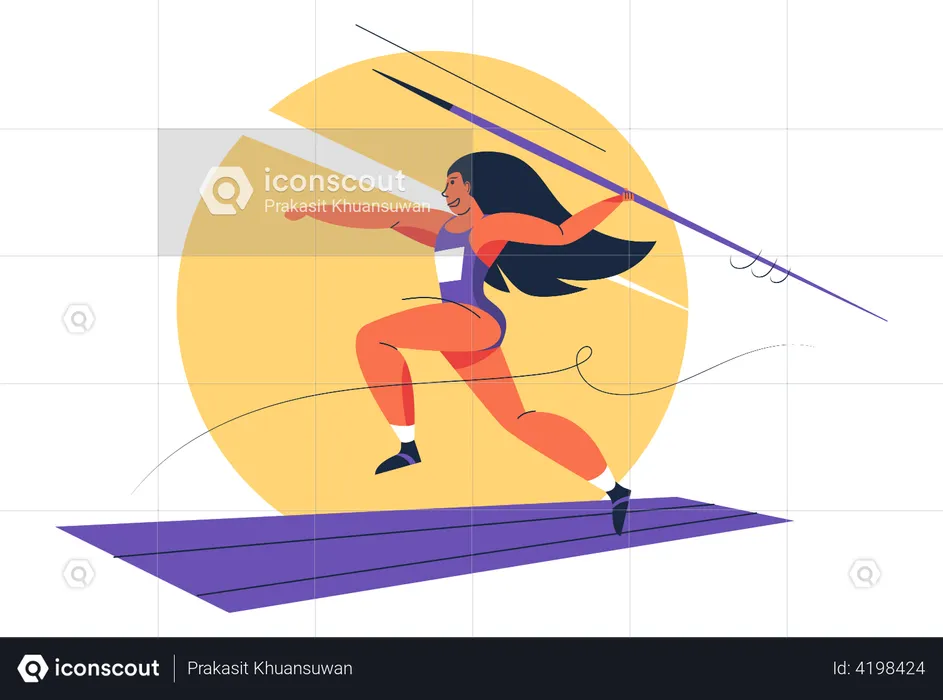 Female Throwing the Javelin  Illustration