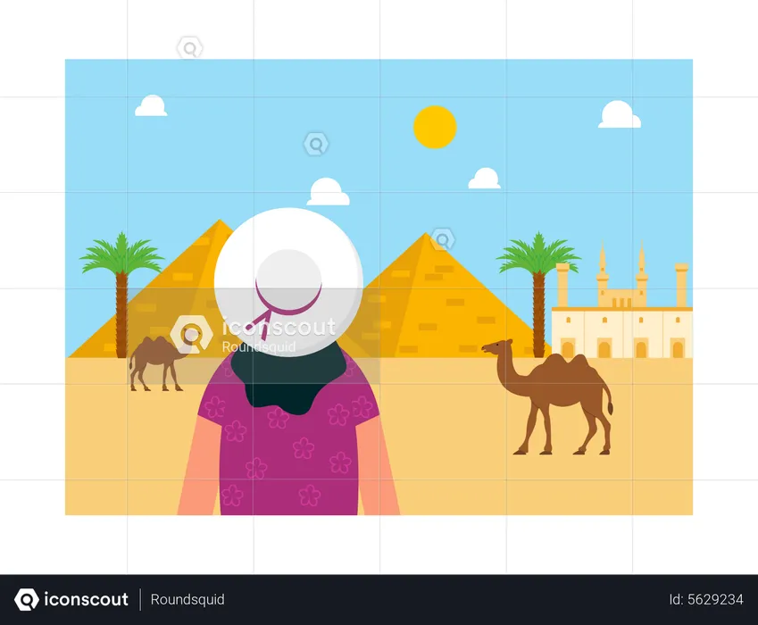Female tourist travelling to egypt  Illustration